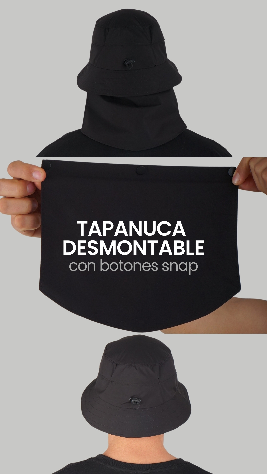 tapanuca  desmontable con botones snap